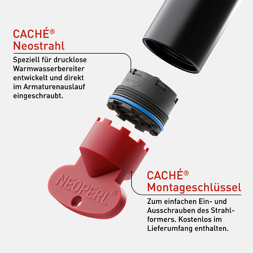 Neostrahl Caché Strahlformer mit M21,5×1 Gewinde für drucklose Warmwasserbereiter