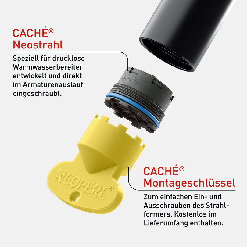 Neostrahl Caché Strahlformer mit M16,5×1 Gewinde für drucklose Warmwasserbereiter
