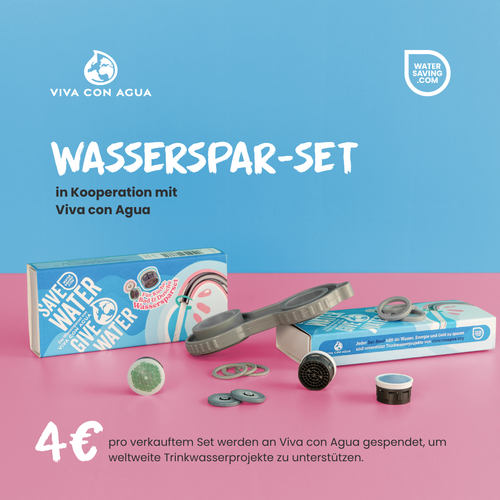 Viva con Agua x watersaving.com Wassersparset für den Haushalt