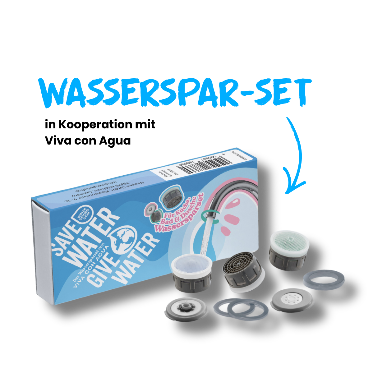 Viva con Agua x watersaving.com Wassersparset für den Haushalt